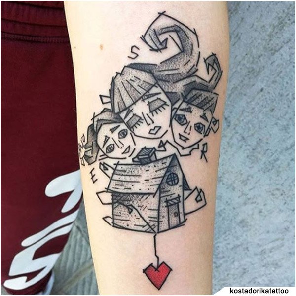 Tatuaggio Famiglia Disegno con cuore