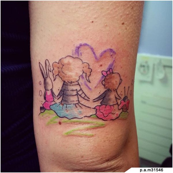 idee tattoo famiglia bambine coniglio