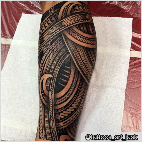 tatuaggio samoano polpaccio