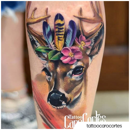 tatuaje de pintura de ciervos