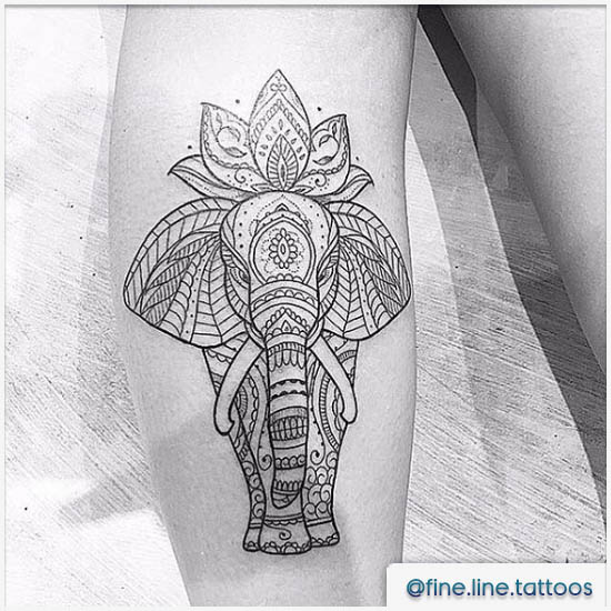 tatuaje elefante mandala flor de loto