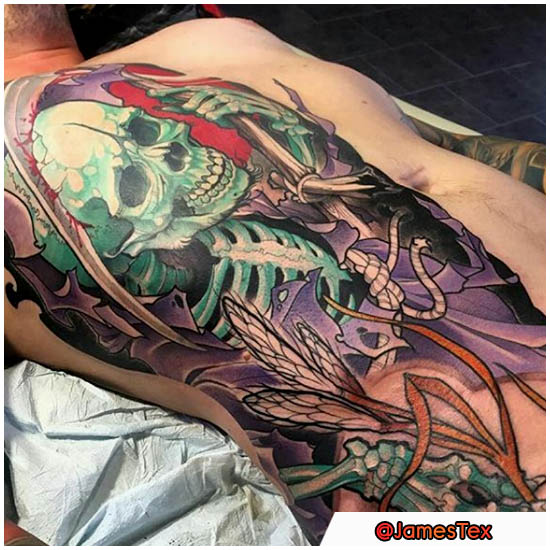Tatuaje neotradicional de Santa Muerte