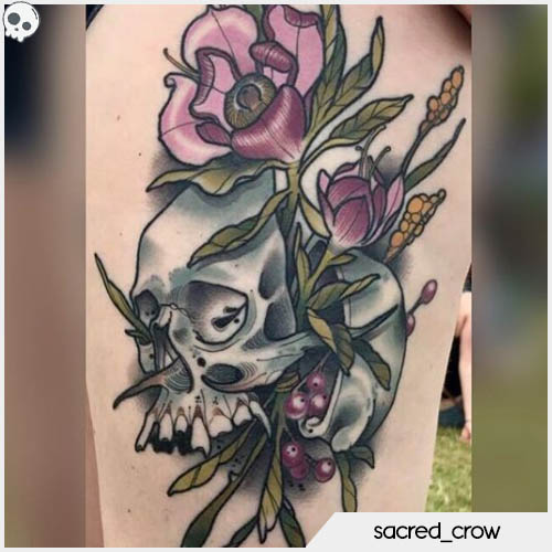 tatuaggio teschio sacred crow
