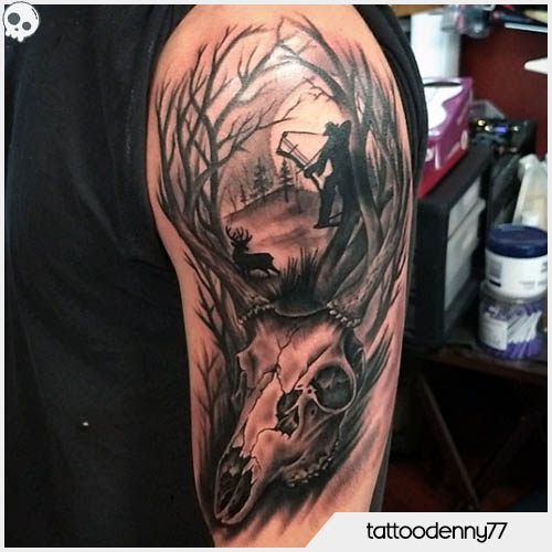 tatuaggio teschio di cervo