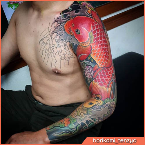 tatuaje japonés carpa koi