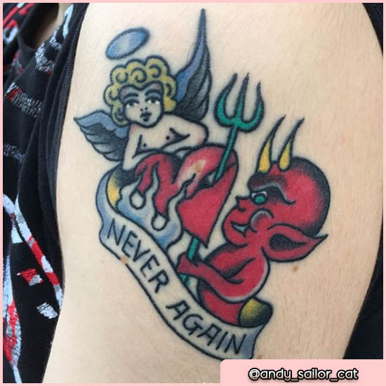 old school tattoo angelo e diavolo