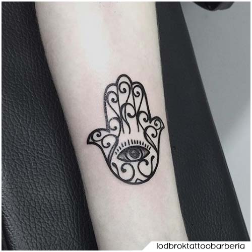 Tatuaggio mano di Hamsa solo linee
