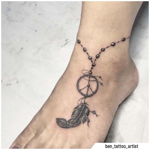 acchiappasogni tattoo rosario piede