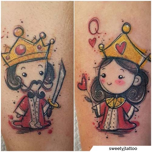 tatuajes para parejas kawaii de rey y reina