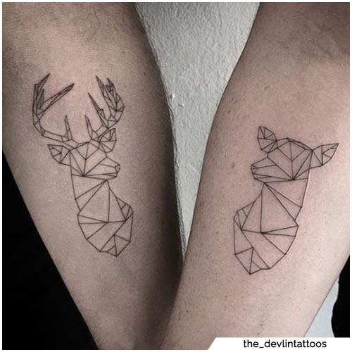 tatuajes para parejas ciervo geométrico