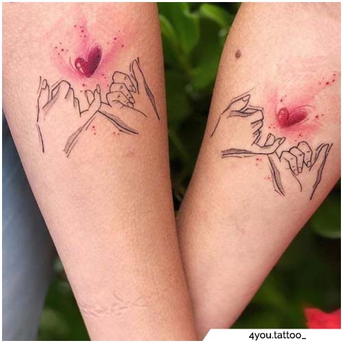tatuaggi di coppia promessa sketch watercolor