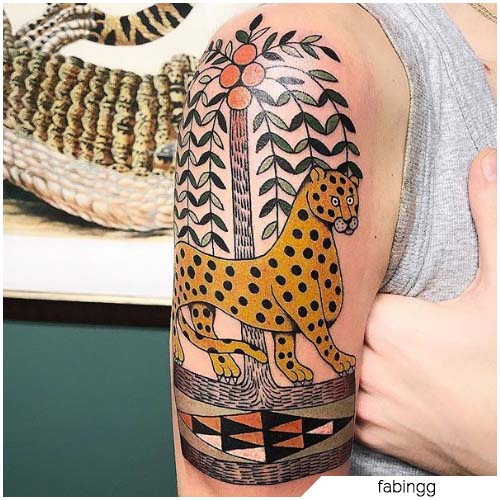 tatuaje impresionista de leopardo