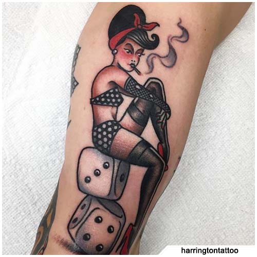 tatuaje pinup dama suerte