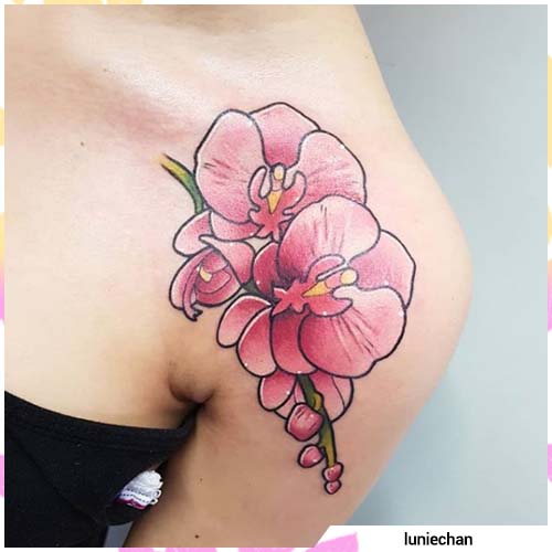 tatuaje de orquídea rosa