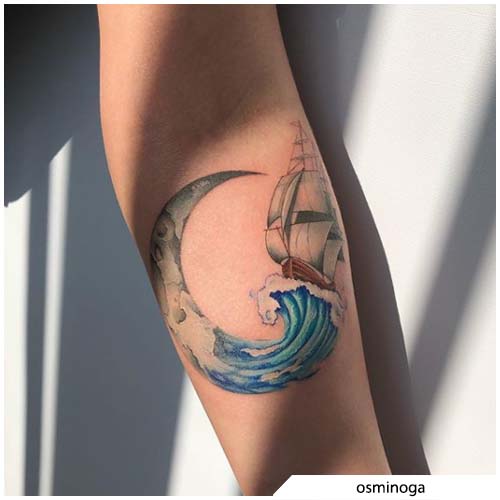 ola y luna velero tatuaje