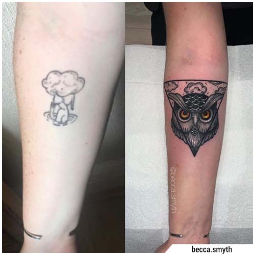 tatuaje de búho encubrir