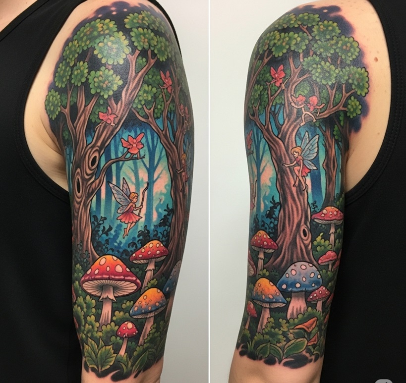 tatuaggio di foresta