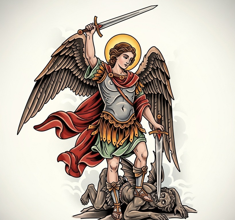 tatuaggio di san michele