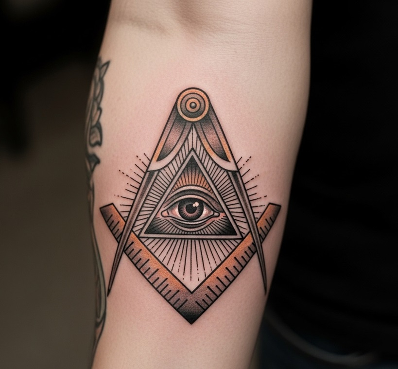 tatuaggio di simbolo massonico